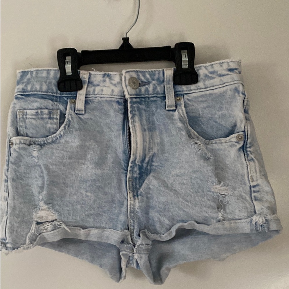 GAP Blue Distressed Denim Shorts High-Waisted